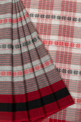 Grey Handloom Dhaniakhali Cotton Saree - Avishya