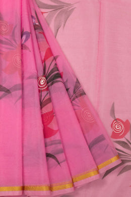 Pink Hand Painted Organza Saree - Avishya