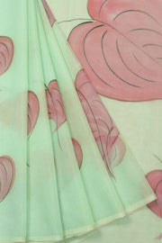 Green Hand Painted Organza Saree - Avishya