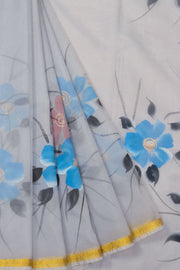 Blue Hand Painted Organza Saree - Avishya