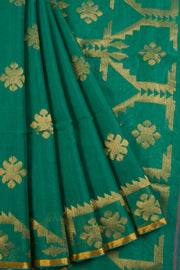 Green Handloom Jamdani Silk Cotton Saree 10065948 - Avishya
