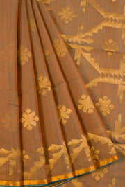 Brown Handloom Jamdani Silk Cotton Saree 10065949 - Avishya