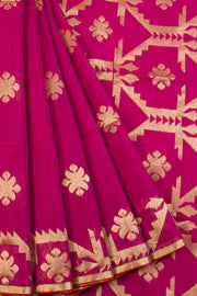 Pink Handloom Jamdani Silk Cotton Saree 10065950 - Avishya