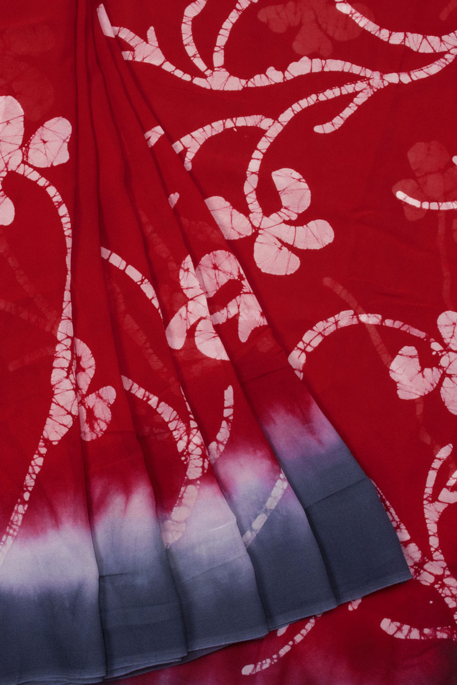 Red Batik Printed Georgette saree - Avishya