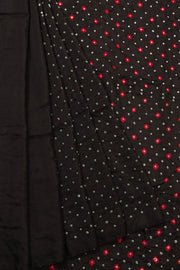 Black Bandhini Mulberry Silk Saree - Avishya