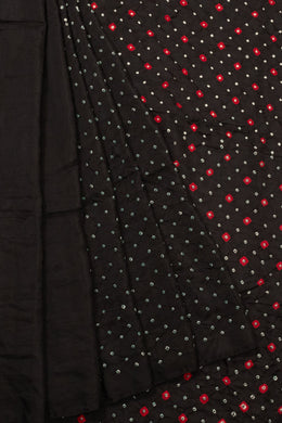Black Bandhini Mulberry Silk Saree - Avishya