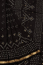 Black Sequin Embroidered Bandhani Mulberry Silk Saree 10066004