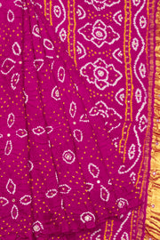 Pink Handcrafted Bandhani Gajji Silk Saree 10066009