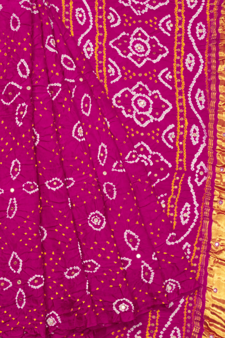 Pink Handcrafted Bandhani Gajji Silk Saree 10066009