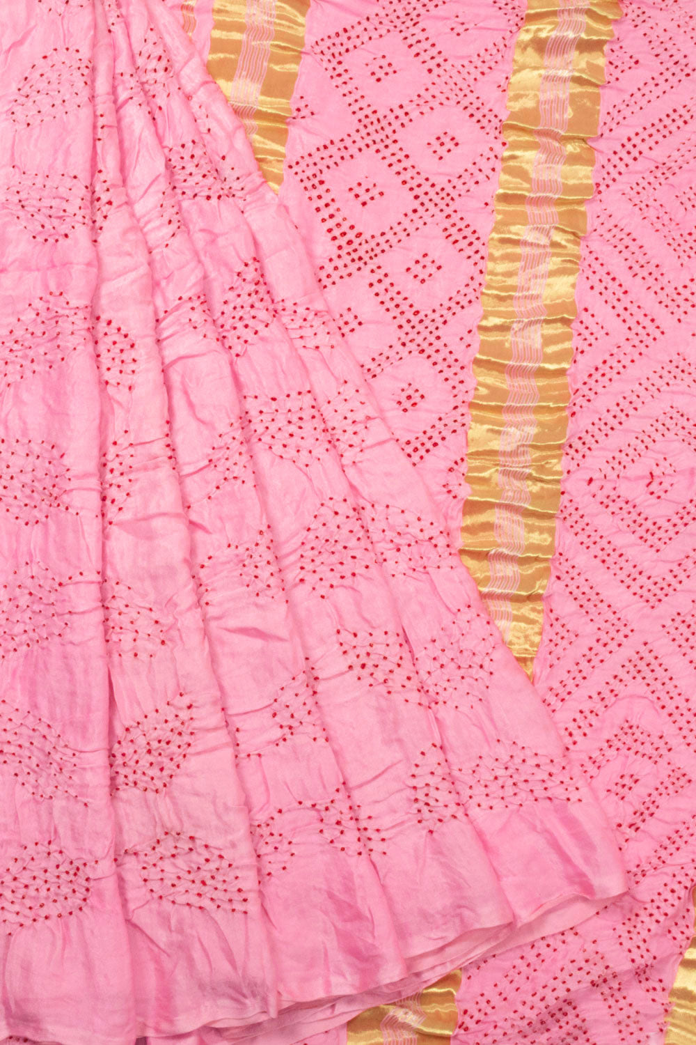 Pink Handcrafted Bandhani Gajji Silk Saree 10066010