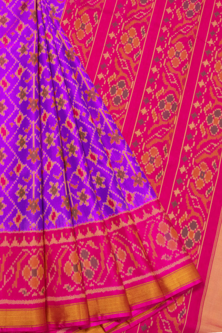 Purple Handloom Patola Ikat Silk Saree 10066018