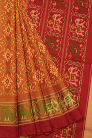 Orange Handloom Patola Ikat Silk Saree 10066019