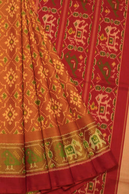 Orange Handloom Patola Ikat Silk Saree 10066019