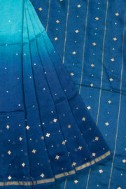Dual Shade Blue Handwoven Chanderi Saree 10066023