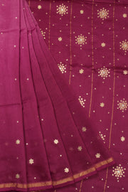 Pink Handwoven Chanderi Saree 10066024