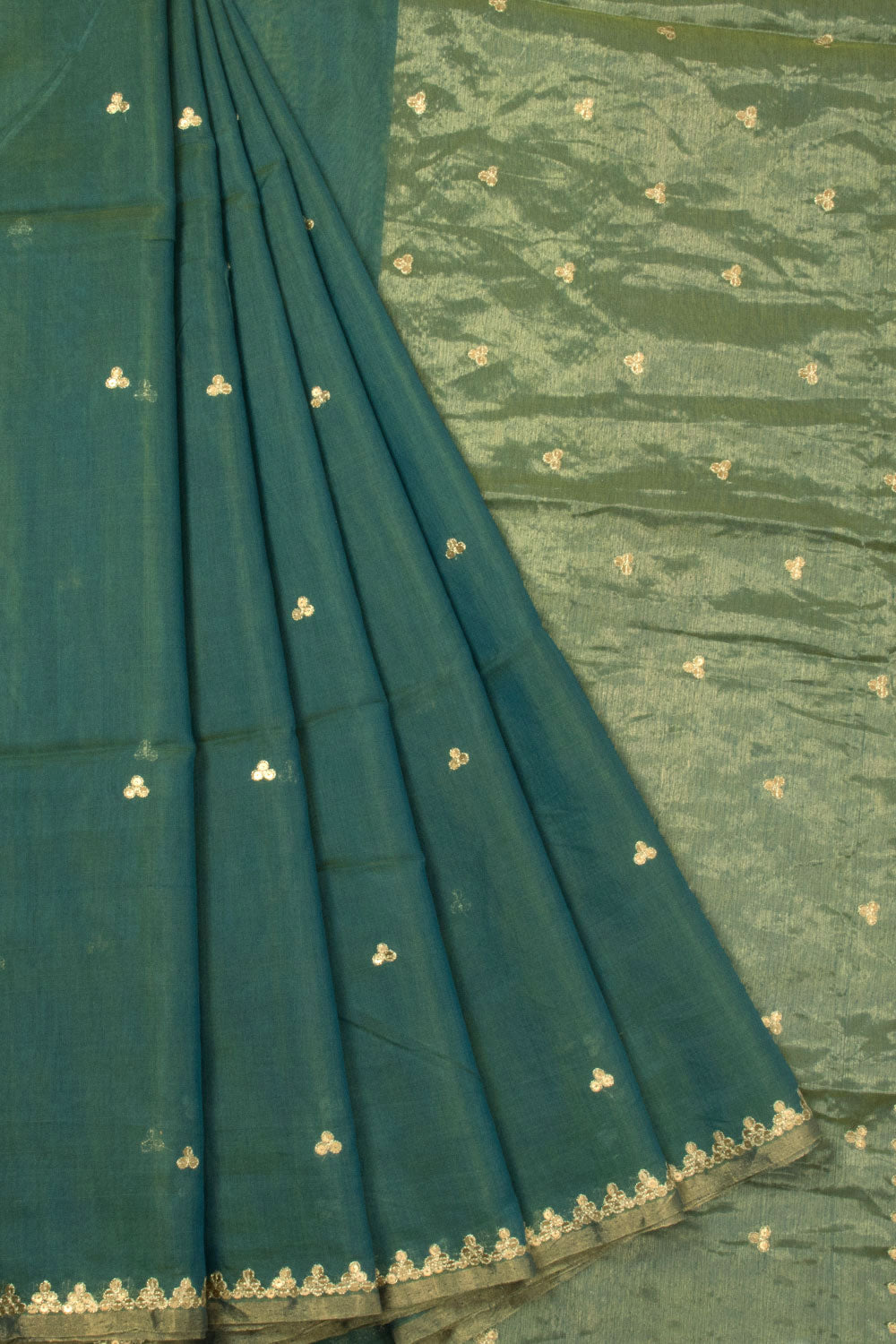 Blue Handwoven Chanderi Silk Cotton Saree 10066026