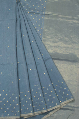 Grey Handwoven Chanderi Saree 10066027