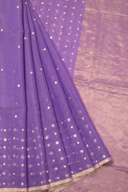 Purple Handwoven Chanderi Saree 10066028