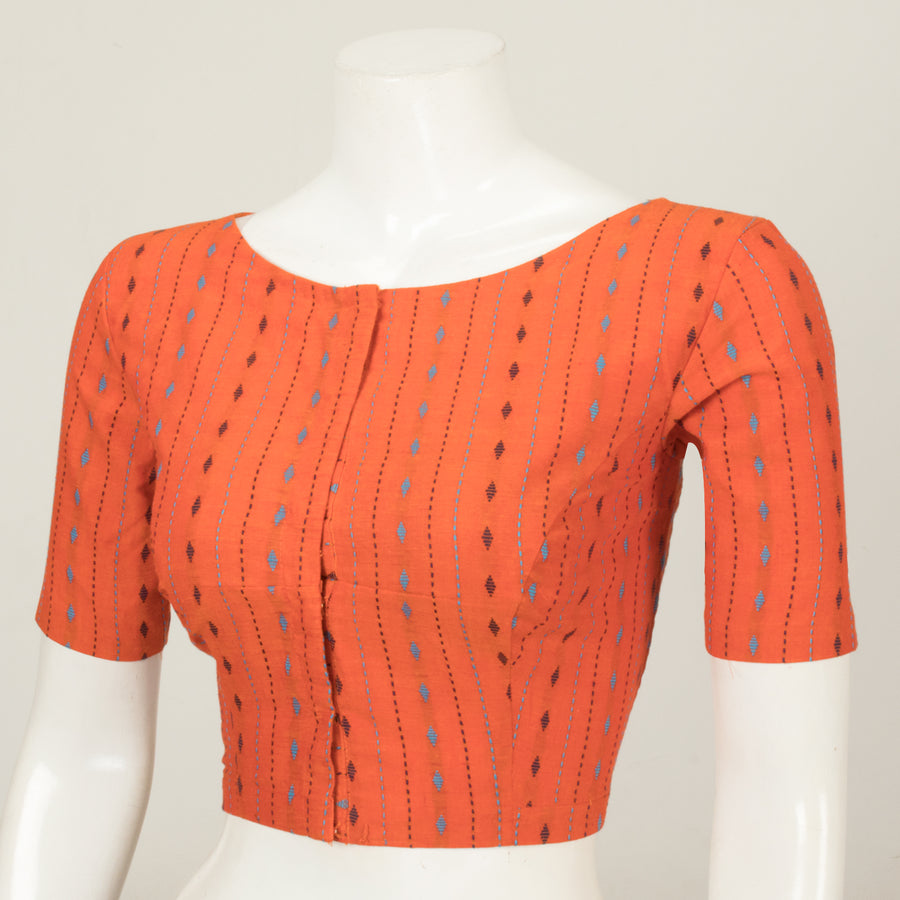 Orange Handwoven Cotton Blouse - Avishya