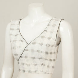 White Handcrafted Cotton Blouse - Avishya