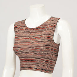 Brown Ajrakh Printed Cotton Blouse - Avishya