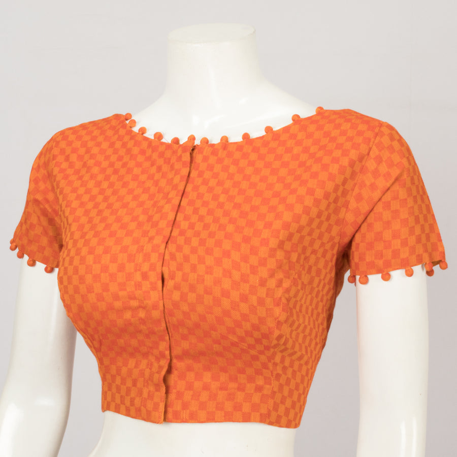 Orange Handcrafted Cotton Blouse - Avishya