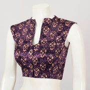 Purple Handcrafted Printed Mashru Blouse - Avishya