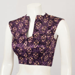 Purple Handcrafted Printed Mashru Blouse - Avishya