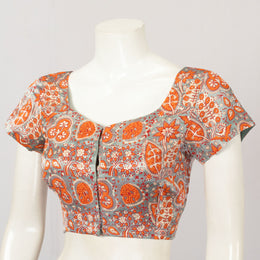 Grey Handcrafted Printed Mashru Blouse - Avishya