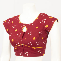 Maroon Handcrafted Bandhani Cotton Blouse  - Avishya