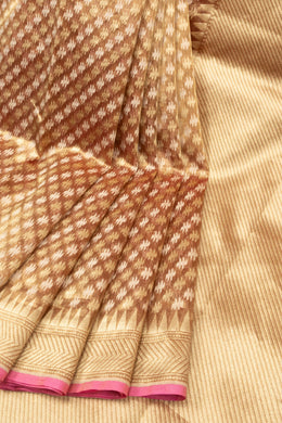 French Rose Banarasi Pure Tissue Silk Saree - Avishya