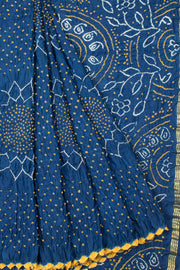 Blue Handcrafted Bandhani Gajji Silk Saree  - Avishya