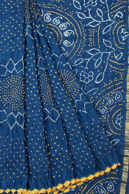 Blue Handcrafted Bandhani Gajji Silk Saree  - Avishya