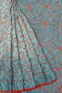 Blue Handcrafted Bandhani Gajji Silk Saree - Avishya