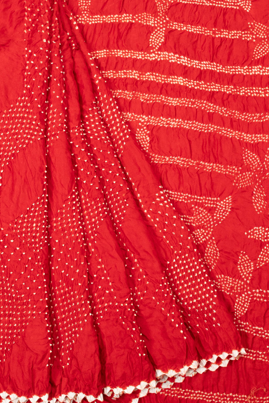 Red Handcrafted Bandhani Gajji Silk Saree - Avishya