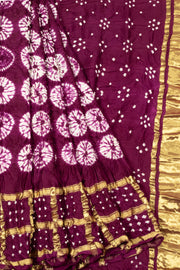 Purple Handwoven Bandhani Modal Silk Saree - Avishya