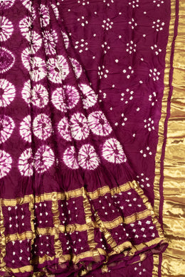 Purple Handcrafted Gharchola Bandhani Modal Silk Saree 10075727
