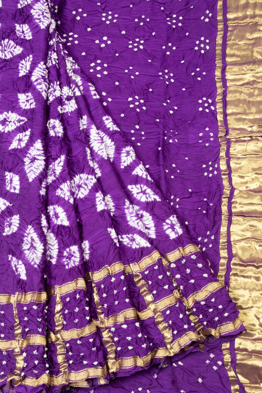 Purple Handwoven Bandhani Modal Silk Saree - Avishya