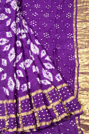 Purple Handwoven Gharchola Bandhani Modal Silk Saree 10075723