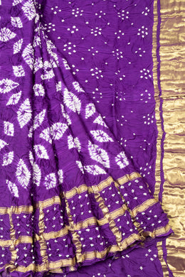 Purple Handwoven Gharchola Bandhani Modal Silk Saree 10075723