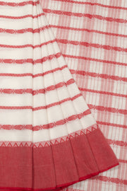 Off White Handloom Dhaniakhali Cotton Saree  - Avishya