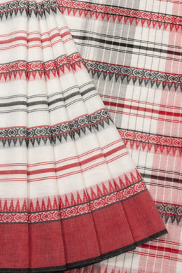 Off White Handloom Dhaniakhali Cotton Saree - Avishya