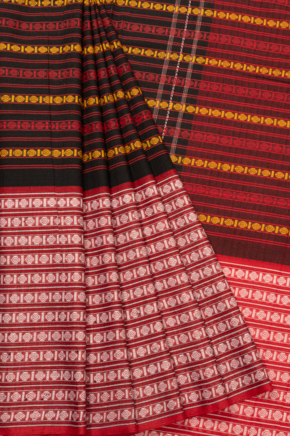 Red Handloom Dhaniakhali Cotton Saree - Avishya
