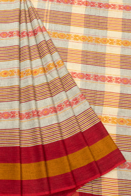 Grey Handloom Dhaniakhali Cotton Saree - Avishya