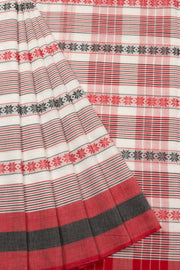 White Handloom Dhaniakhali Cotton Saree - Avishya  