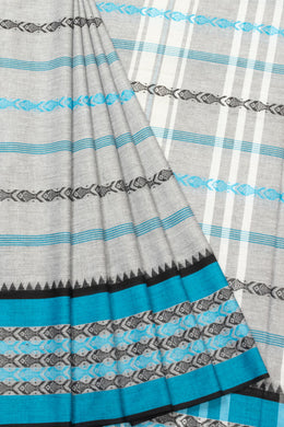 Grey Handloom Dhaniakhali Cotton Saree  - Avishya