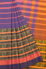 Purple Handloom Dhaniakhali Cotton Saree -Avishya