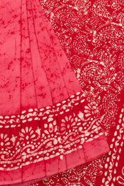 Pink Batik Printed  Muslin Silk Saree - Avishya