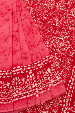 Pink Batik Printed  Muslin Silk Saree - Avishya