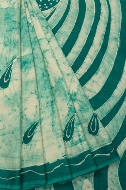 Green Batik Printed Muslin Silk Saree - Avishya